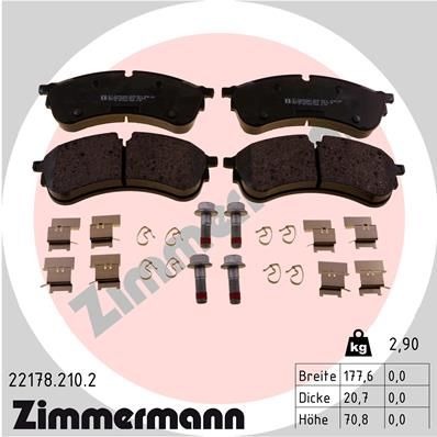 Комплект тормозных колодок, дисковый тормоз ZIMMERMANN 221782102
