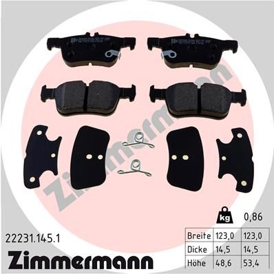 Комплект тормозных колодок, дисковый тормоз ZIMMERMANN 222311451
