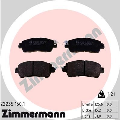 Комплект тормозных колодок, дисковый тормоз ZIMMERMANN 222351501