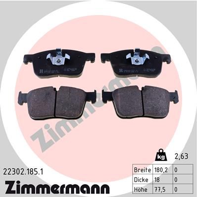 Комплект тормозных колодок, дисковый тормоз ZIMMERMANN 223021851