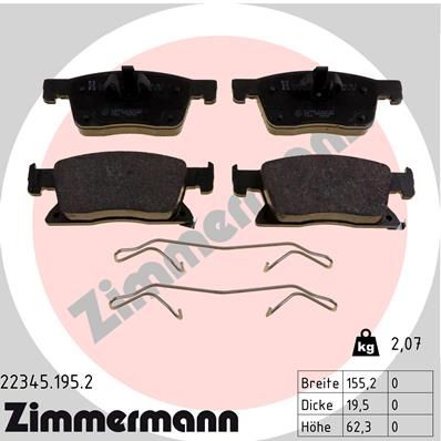 Комплект тормозных колодок, дисковый тормоз ZIMMERMANN 223451952