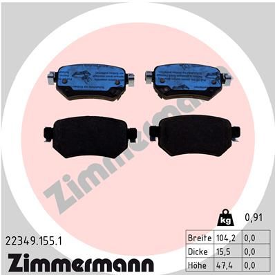 Комплект тормозных колодок, дисковый тормоз ZIMMERMANN 223491551