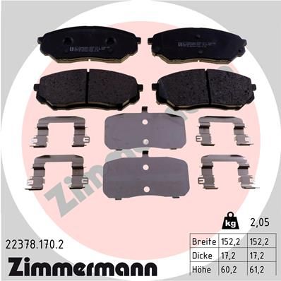 Комплект тормозных колодок, дисковый тормоз ZIMMERMANN 223781702