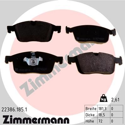Комплект тормозных колодок, дисковый тормоз ZIMMERMANN 223861851