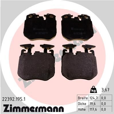 Комплект тормозных колодок, дисковый тормоз ZIMMERMANN 223921951