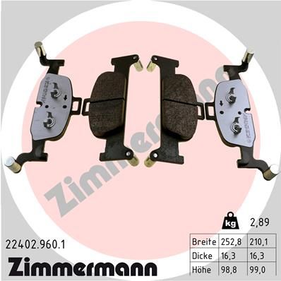 Комплект тормозных колодок, дисковый тормоз ZIMMERMANN 224029601