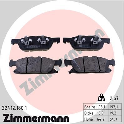 Комплект тормозных колодок, дисковый тормоз ZIMMERMANN 224121801