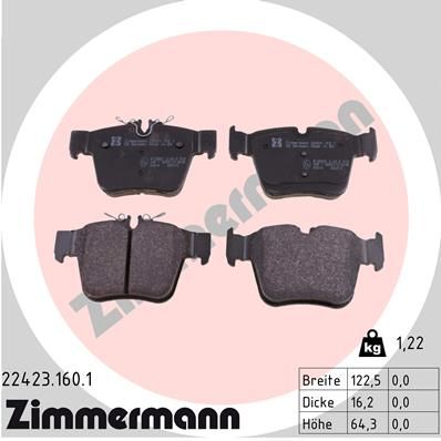 Комплект тормозных колодок, дисковый тормоз ZIMMERMANN 224231601