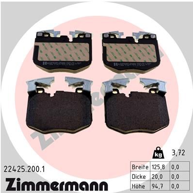 Комплект тормозных колодок, дисковый тормоз ZIMMERMANN 224252001