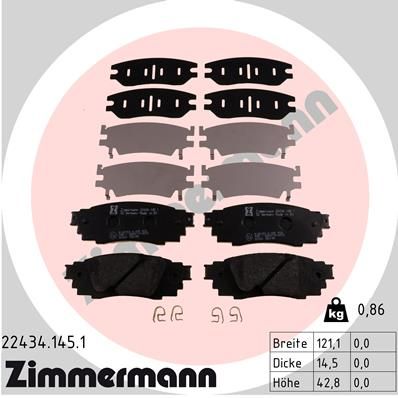 Комплект тормозных колодок, дисковый тормоз ZIMMERMANN 224341451