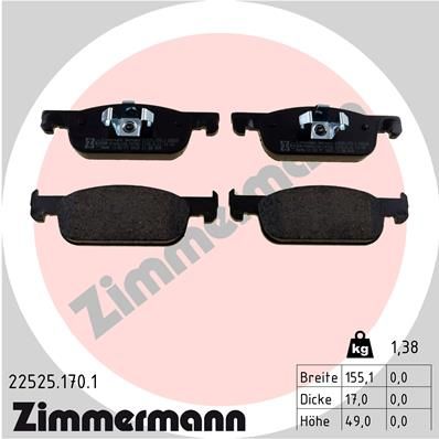 Комплект тормозных колодок, дисковый тормоз ZIMMERMANN 225251701