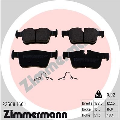 Комплект тормозных колодок, дисковый тормоз ZIMMERMANN 225681601