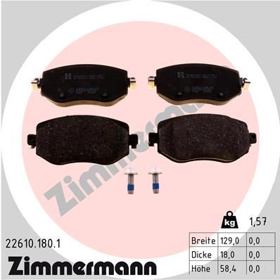 Комплект тормозных колодок, дисковый тормоз ZIMMERMANN 226101801