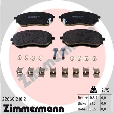 Комплект тормозных колодок, дисковый тормоз ZIMMERMANN 226602102