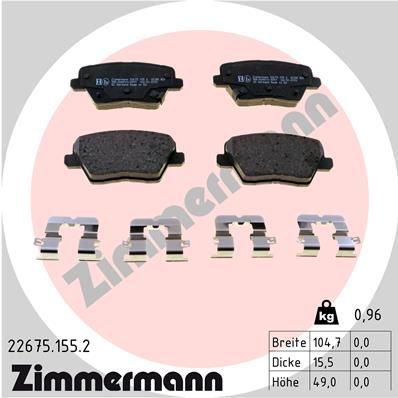 Комплект тормозных колодок, дисковый тормоз ZIMMERMANN 226751552