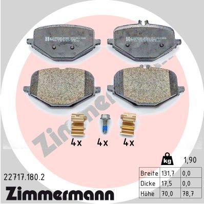 Комплект тормозных колодок, дисковый тормоз ZIMMERMANN 227171802