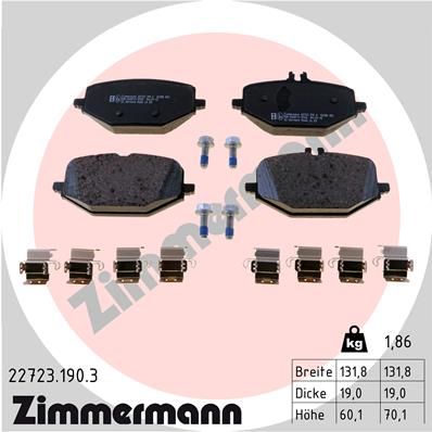 Комплект тормозных колодок, дисковый тормоз ZIMMERMANN 227231903