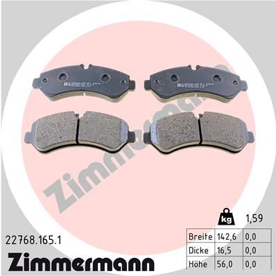 Комплект тормозных колодок, дисковый тормоз ZIMMERMANN 227681651