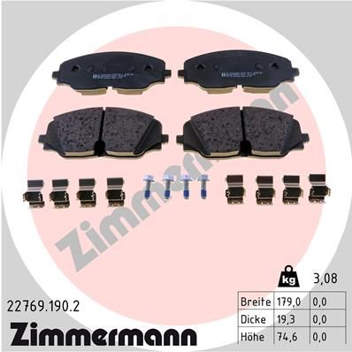 Комплект тормозных колодок, дисковый тормоз ZIMMERMANN 227691902
