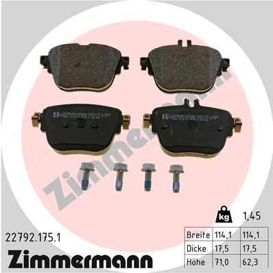 Комплект тормозных колодок, дисковый тормоз ZIMMERMANN 227921751