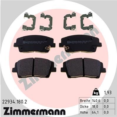 Комплект тормозных колодок, дисковый тормоз ZIMMERMANN 229341802