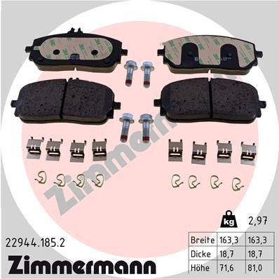 Комплект тормозных колодок, дисковый тормоз ZIMMERMANN 229441852