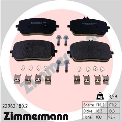 Комплект тормозных колодок, дисковый тормоз ZIMMERMANN 229621802