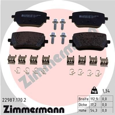 Комплект тормозных колодок, дисковый тормоз ZIMMERMANN 229871702