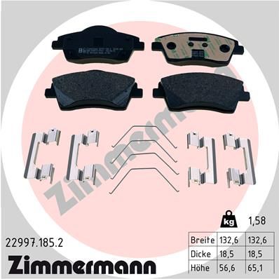Комплект тормозных колодок, дисковый тормоз ZIMMERMANN 229971852