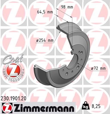 Тормозной барабан ZIMMERMANN 230190120