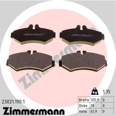 Комплект тормозных колодок, дисковый тормоз ZIMMERMANN 230211901