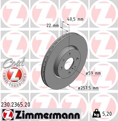 Тормозной диск ZIMMERMANN 230236520