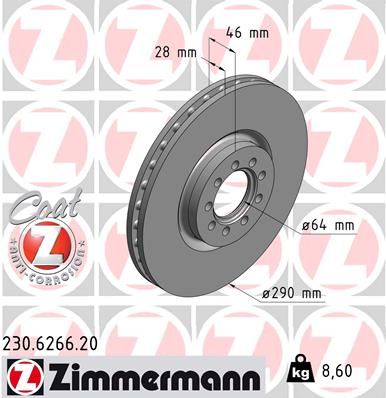 Тормозной диск ZIMMERMANN 230626620
