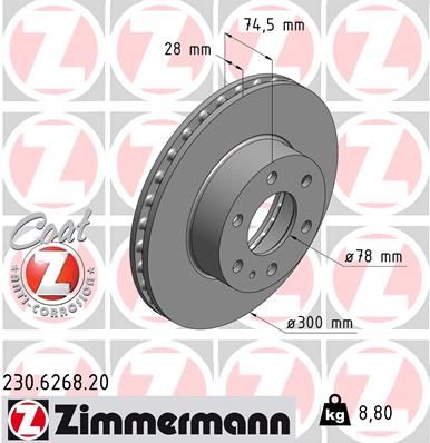 Тормозной диск ZIMMERMANN 230626820