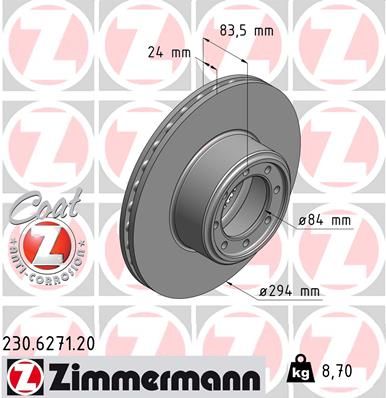 Тормозной диск ZIMMERMANN 230627120