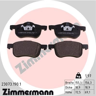 Комплект тормозных колодок, дисковый тормоз ZIMMERMANN 230731901
