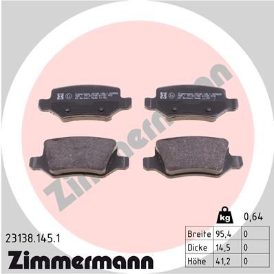 Комплект тормозных колодок, дисковый тормоз ZIMMERMANN 231381451