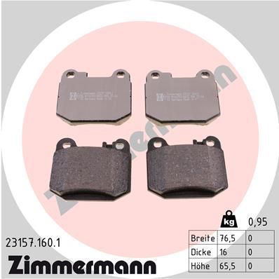 Комплект тормозных колодок, дисковый тормоз ZIMMERMANN 231571601