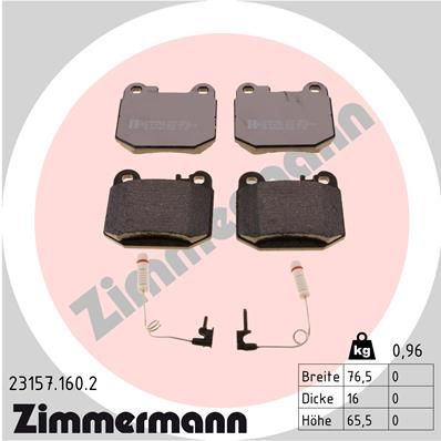 Комплект тормозных колодок, дисковый тормоз ZIMMERMANN 231571602