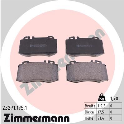 Комплект тормозных колодок, дисковый тормоз ZIMMERMANN 232711751