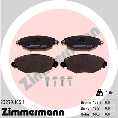 Комплект тормозных колодок, дисковый тормоз ZIMMERMANN 232791851