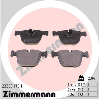 Комплект тормозных колодок, дисковый тормоз ZIMMERMANN 233091701