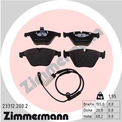 Комплект тормозных колодок, дисковый тормоз ZIMMERMANN 233122002