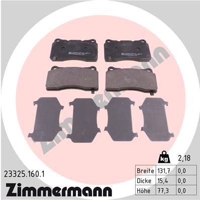 Комплект тормозных колодок, дисковый тормоз ZIMMERMANN 233251601