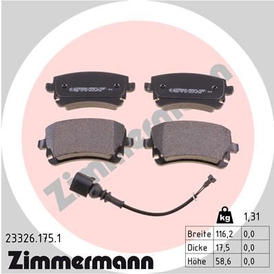 Комплект тормозных колодок, дисковый тормоз ZIMMERMANN 233261751