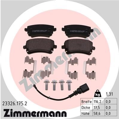 Комплект тормозных колодок, дисковый тормоз ZIMMERMANN 233261752