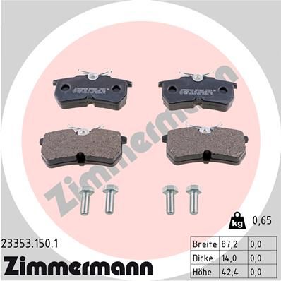 Комплект тормозных колодок, дисковый тормоз ZIMMERMANN 233531501