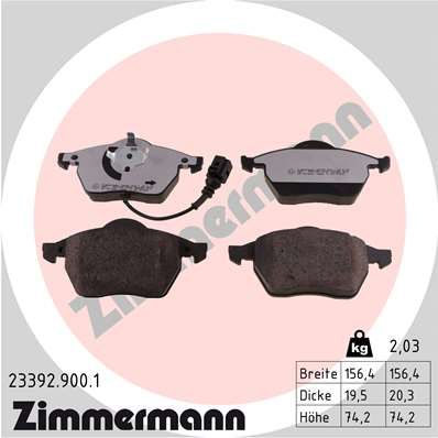 Комплект тормозных колодок, дисковый тормоз ZIMMERMANN 233929001