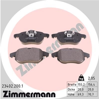 Комплект тормозных колодок, дисковый тормоз ZIMMERMANN 234022001