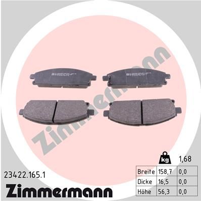 Комплект тормозных колодок, дисковый тормоз ZIMMERMANN 234221651